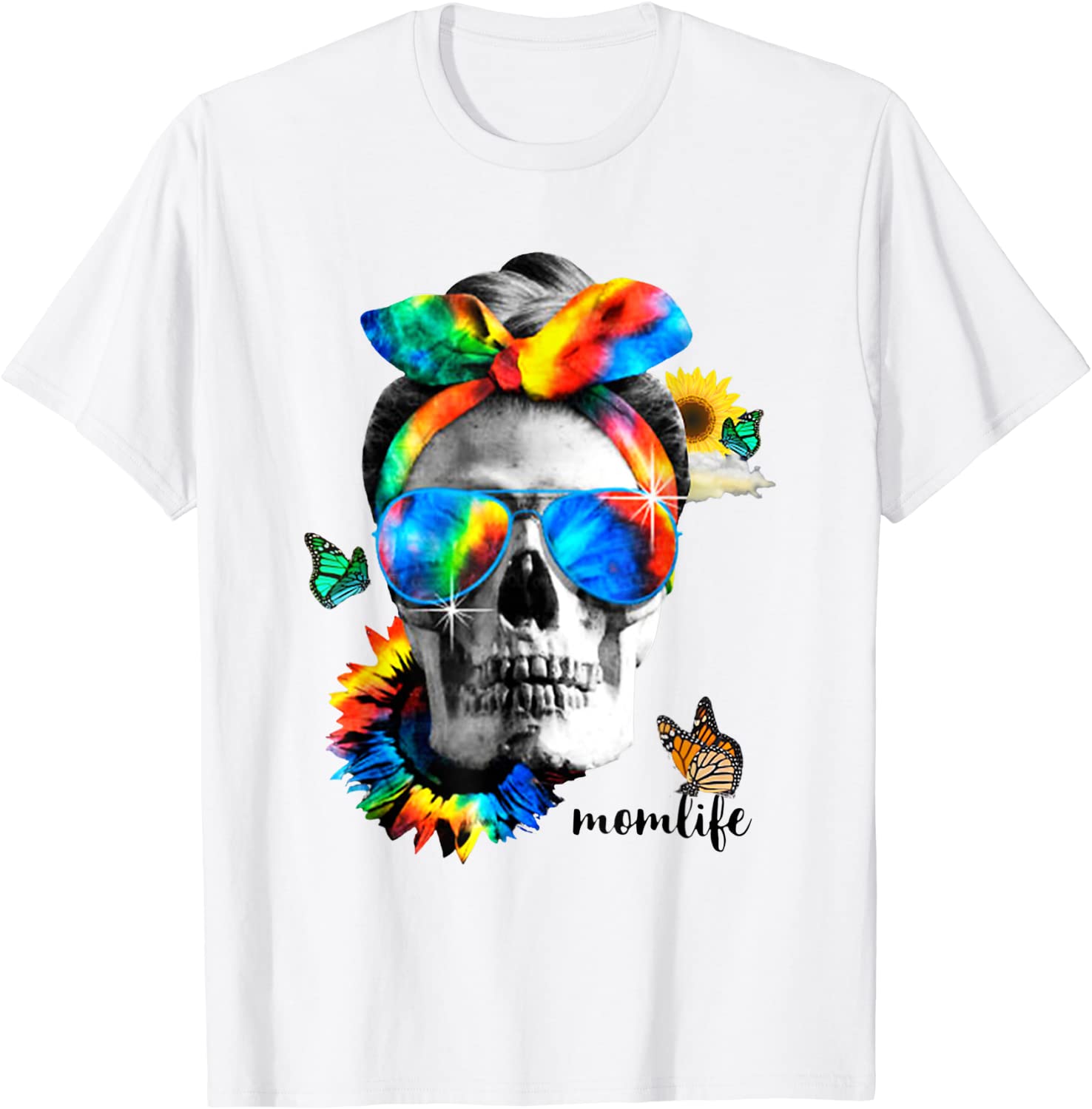 Funny Lgbt Skull And Glass Sunflower Mom Life Gift T Shirt