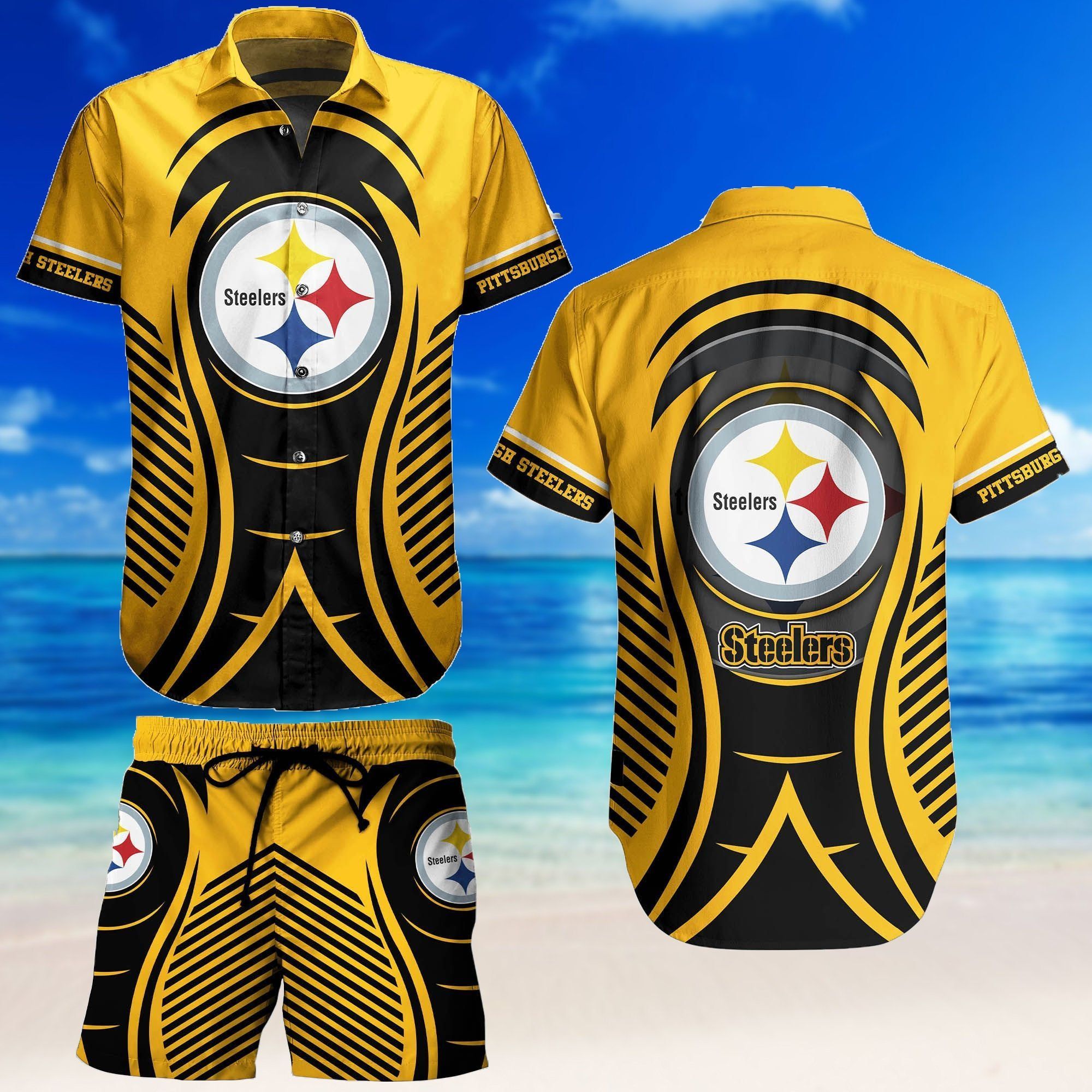 Pittsburgh Steelers Nfl Hawaiian Suit, Summer Suit, Beach Set Nfl Fan Gift Thw29