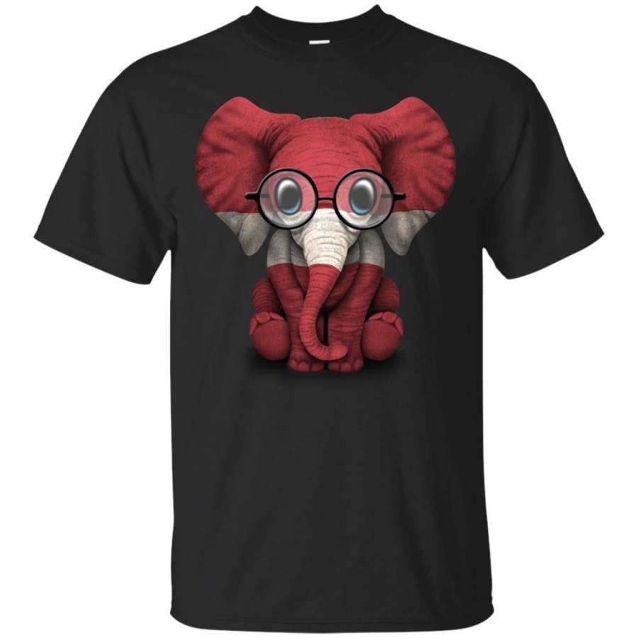 LATVIA – Baby Elephant with Glasses and Latvian Flag T Shirt & Hoodie