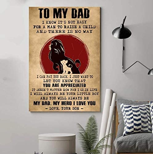 Poster for Room Aesthetic – Command Strips Wall Decor – Qh134 Customizable Lion Poster – Son to Dad – I Know It’s Not Easy