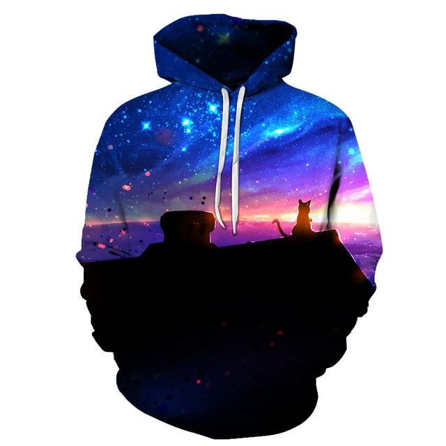 Cat Watching the Stars Hoodie