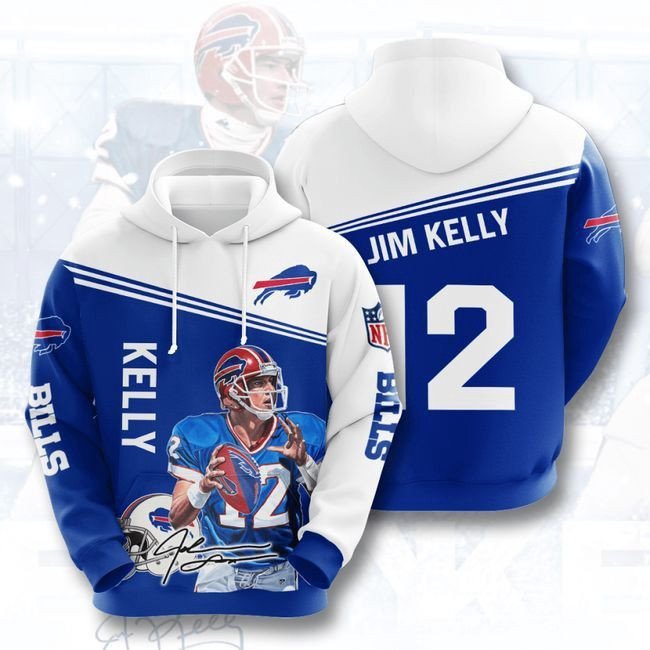 Buffalo Bills 12 Jim Kelly 81 Unisex 3D Hoodie Gift For Fans