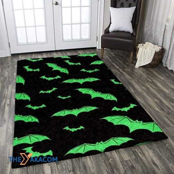 Happy Halloween Bats Mammal Rectangle Area Rug Floor Decor