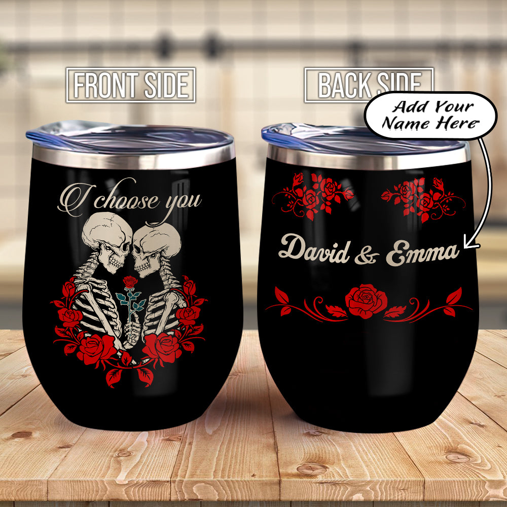 Personalized Married Skull Couple Acaa0507005Z Wine Tumbler