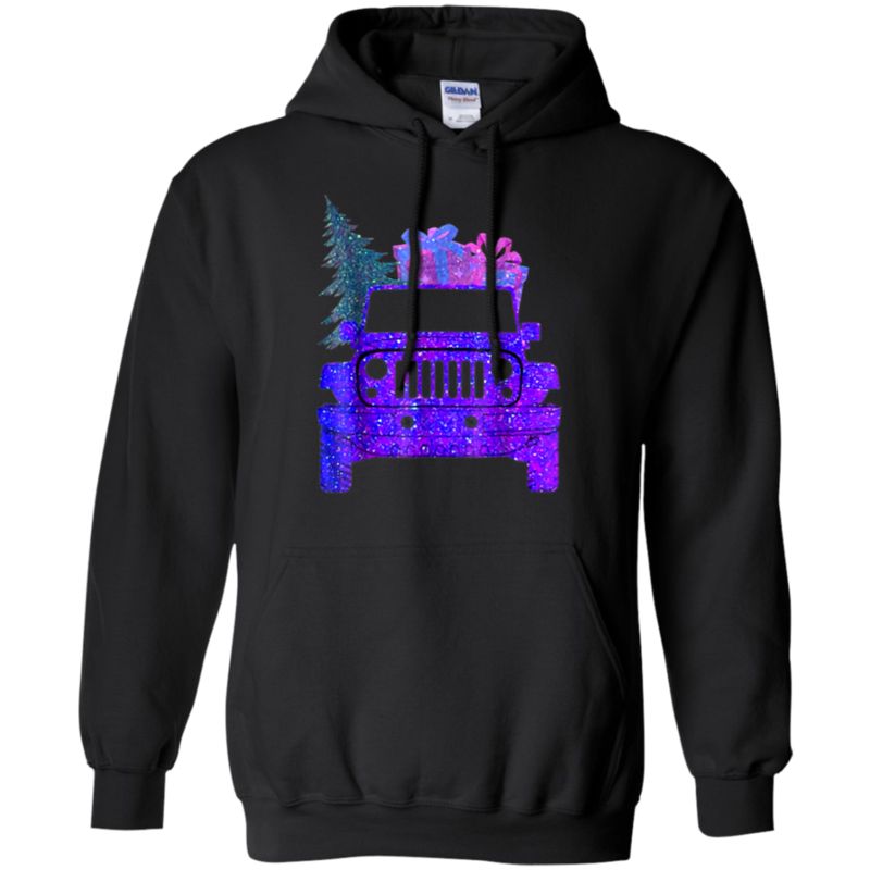 Jeep Car & Truck Merry Christmas Red Truck Pine Tree T Shirt G185 Gildan Pullover Hoodie 8 Oz.