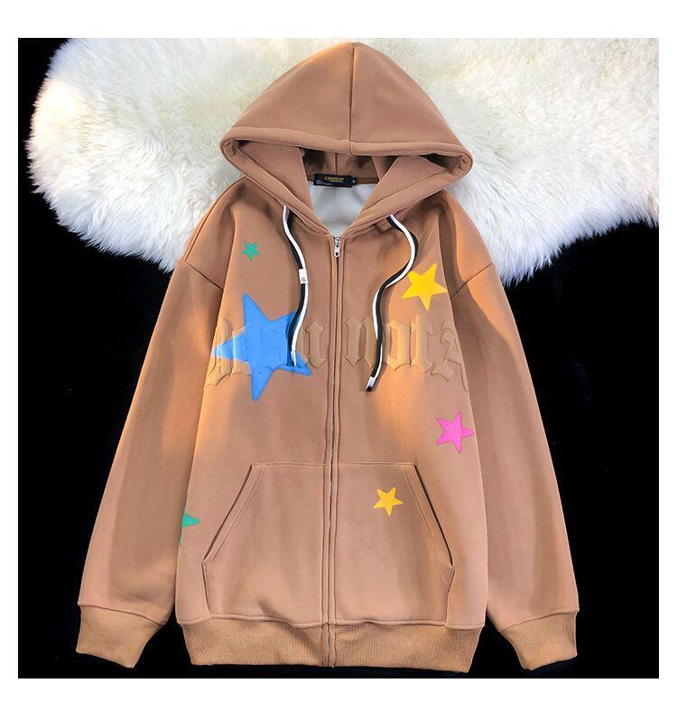 Women’s Zip Up Hoodies Sweatshirt Top Spring Autumn Hooded Oversize Loose Letter Y2 Streetwear Harajuku Hoodie Sweatshirts alx