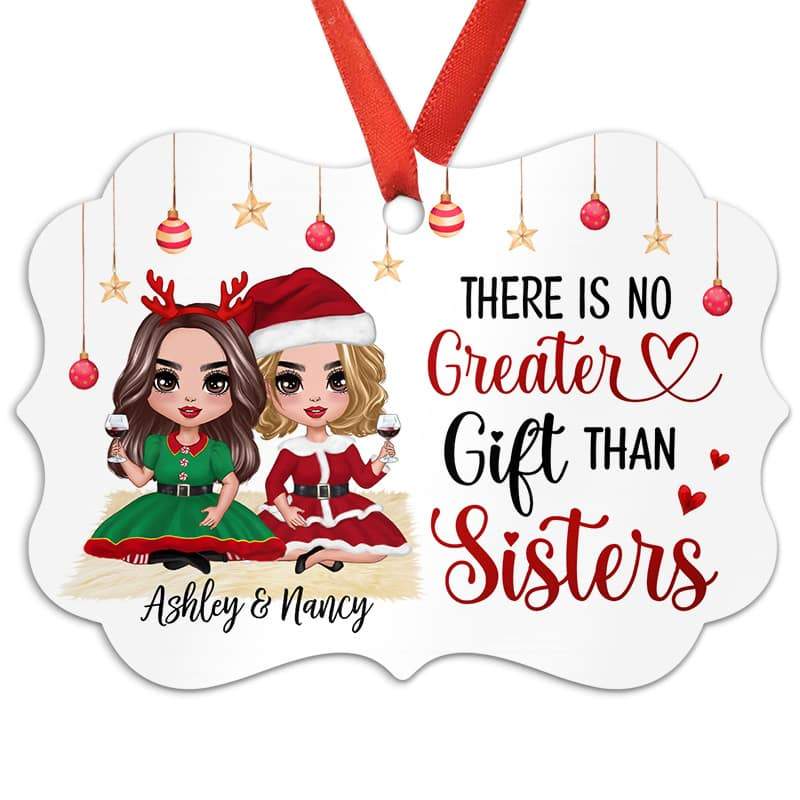 Christmas Doll Besties Sitting Personalized Christmas Ornament