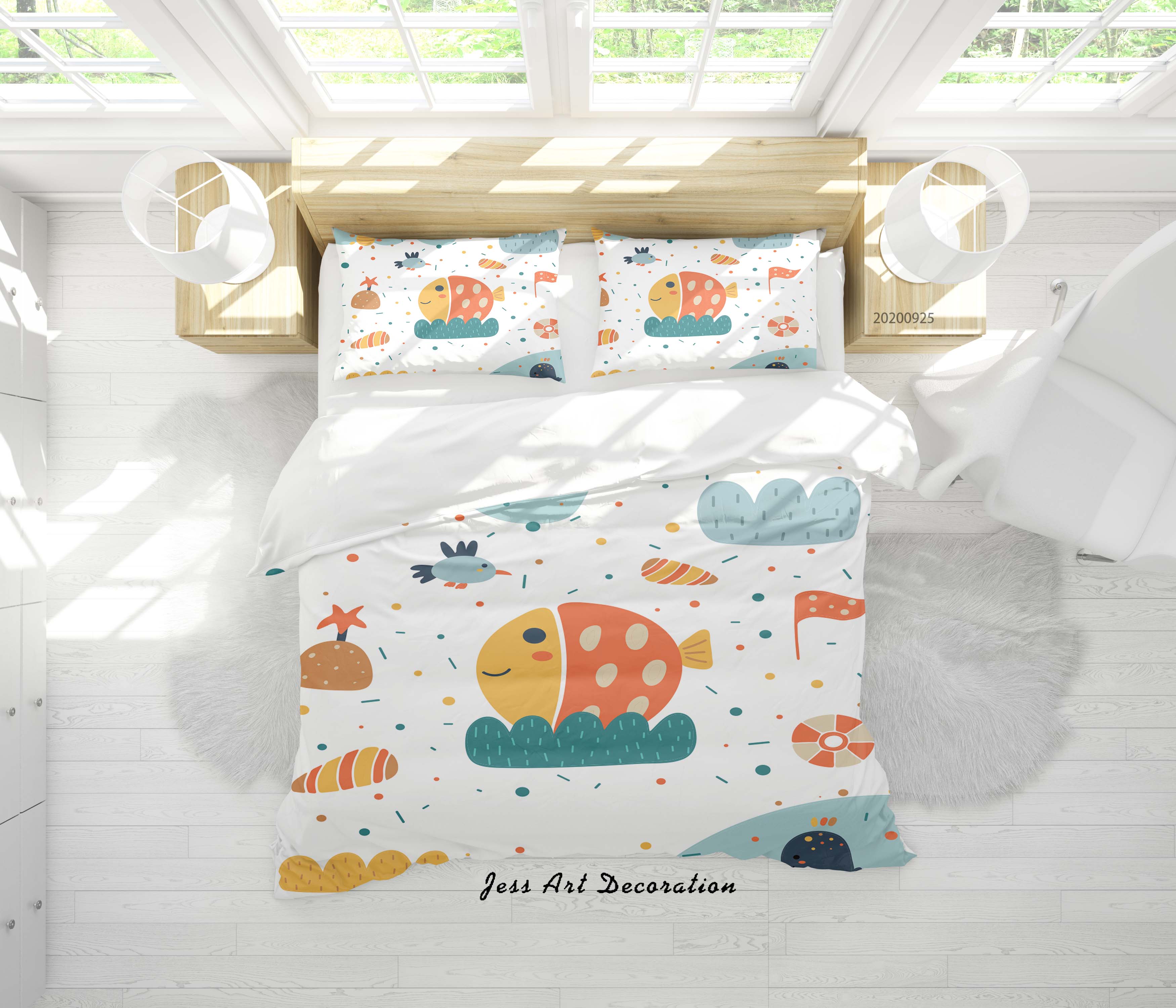 3D Cartoon Animal Fish Quilt Cover Set Bedding Set Duvet Cover Pillowcases Wj 6452