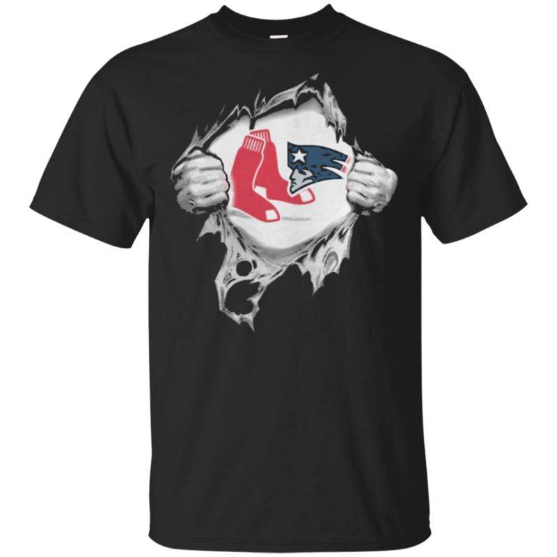 Find Boston Red Sox And New England Patriots Blood Inside Me Shirt