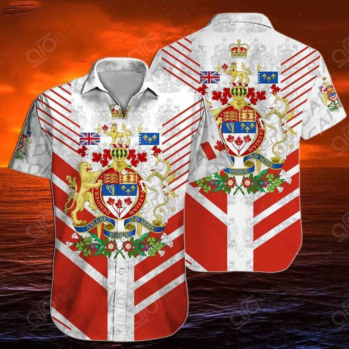 Check Out This Awesome Hawaii Canada Coat Of Arms Style Short Sleeve Linen Button Down Shirt Ha25756