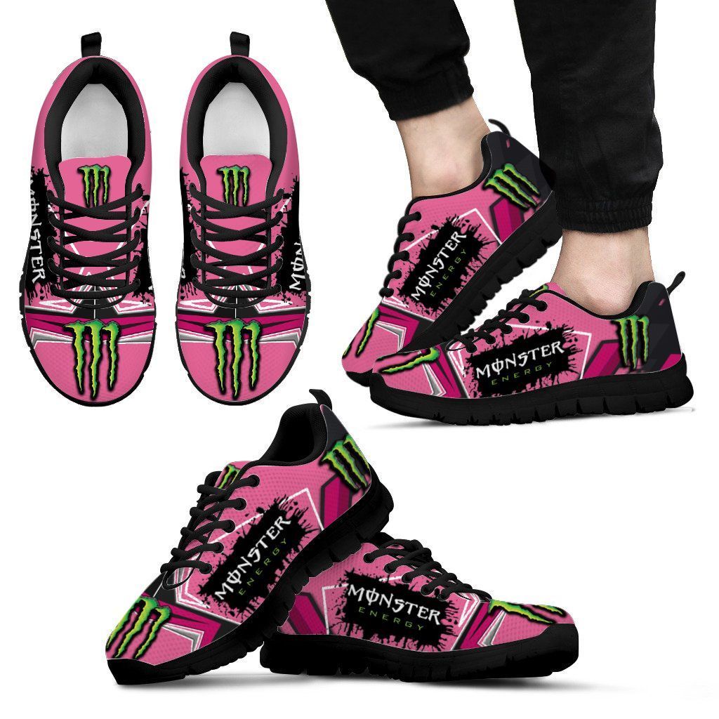 3D Printed Monster Energy Lph Sneakers Ver 1 For Men & Women (Pink)