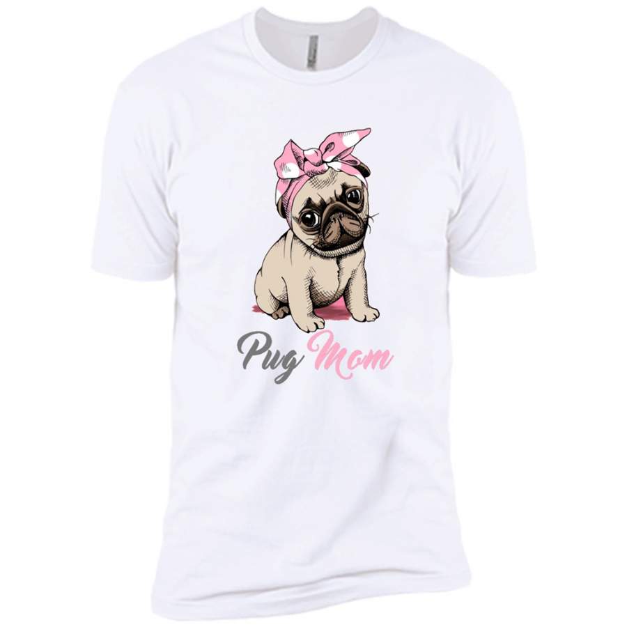 Mom Love Pink Bandana Puppy Pug in a Pink Headband – Canvas Unisex USA Shirt