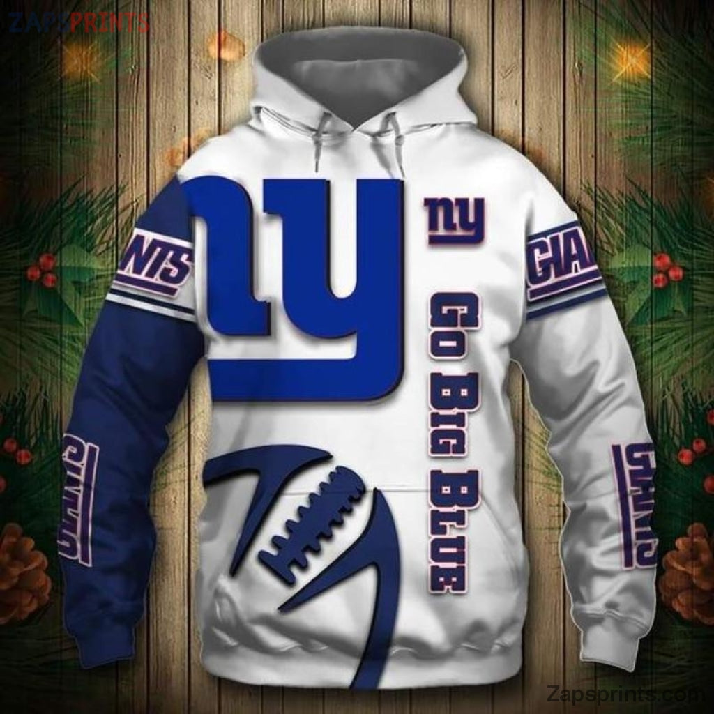 New York Giants Go Big Blue 3D Hoodie Gift For Fan Football Lovers