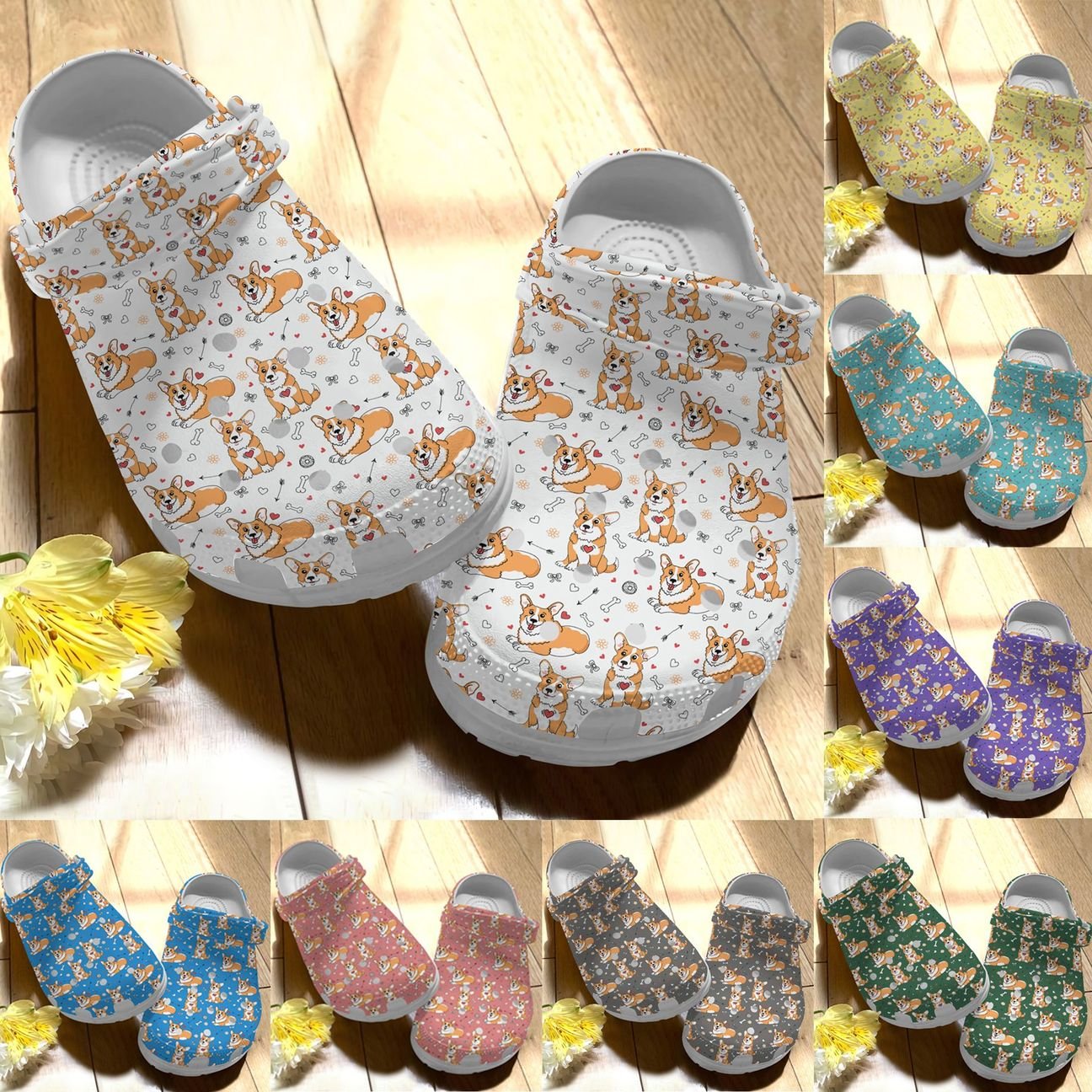 Corgi Personalize Clog, Custom Name, Text, Fashion Style For Women, Men, Kid, Print 3D Love Corgi