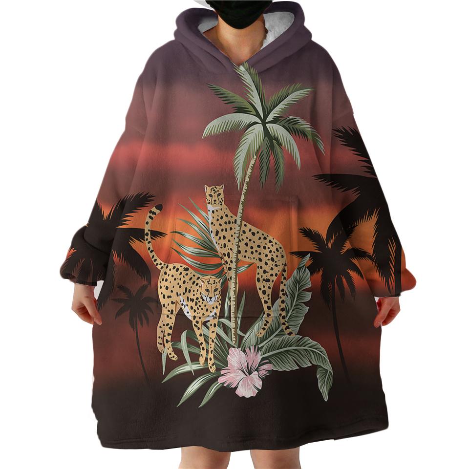 Sunset Leopards Swlf2513 Hoodie Wearable Blanket