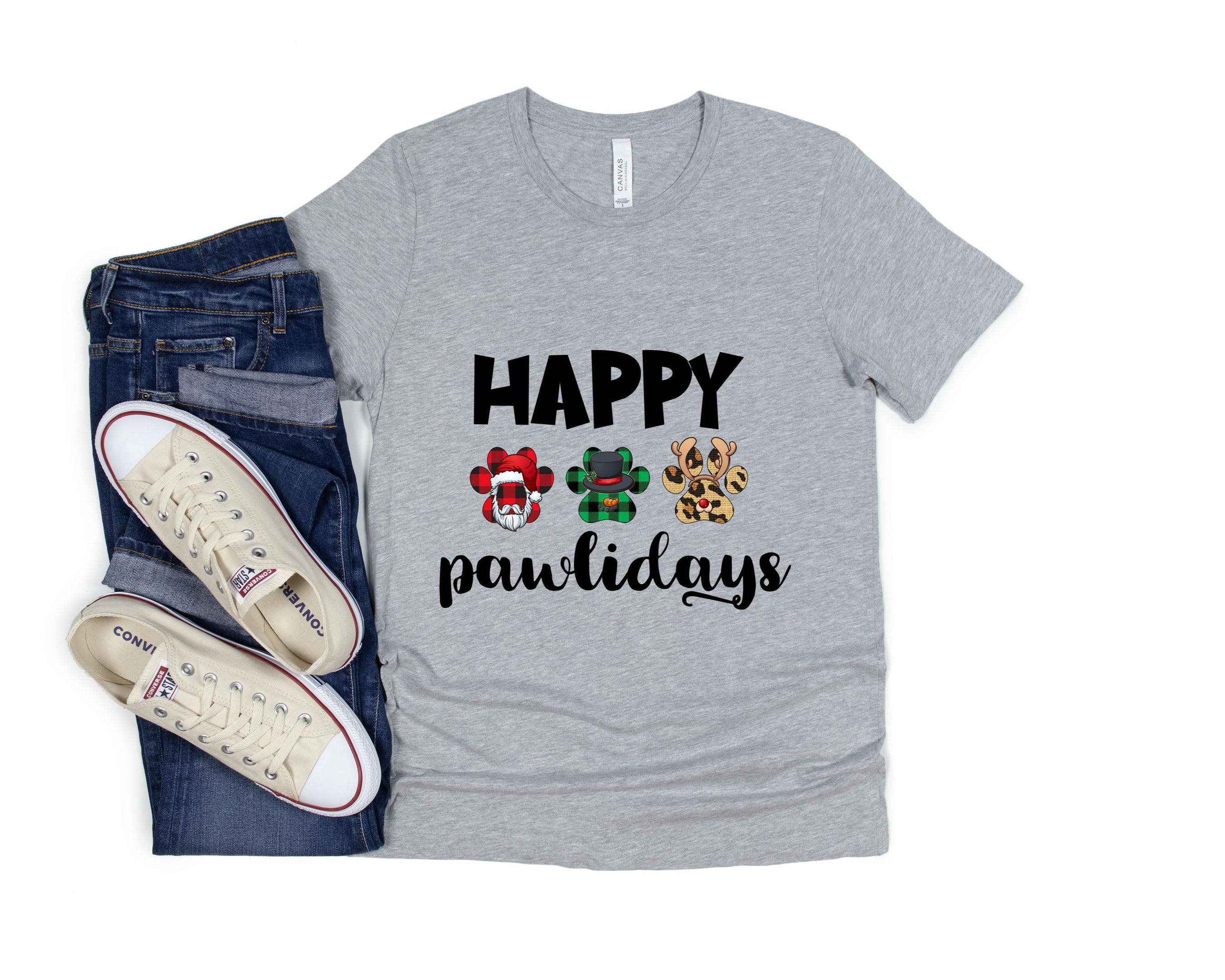 Happy Pawlidays Shirt, Dog Lover Shirt, Santa Claus Shirt, Merry Christmas Shirt,  Christmas Funny Shirt, Merry Christmas Wishes, Jingle Bells