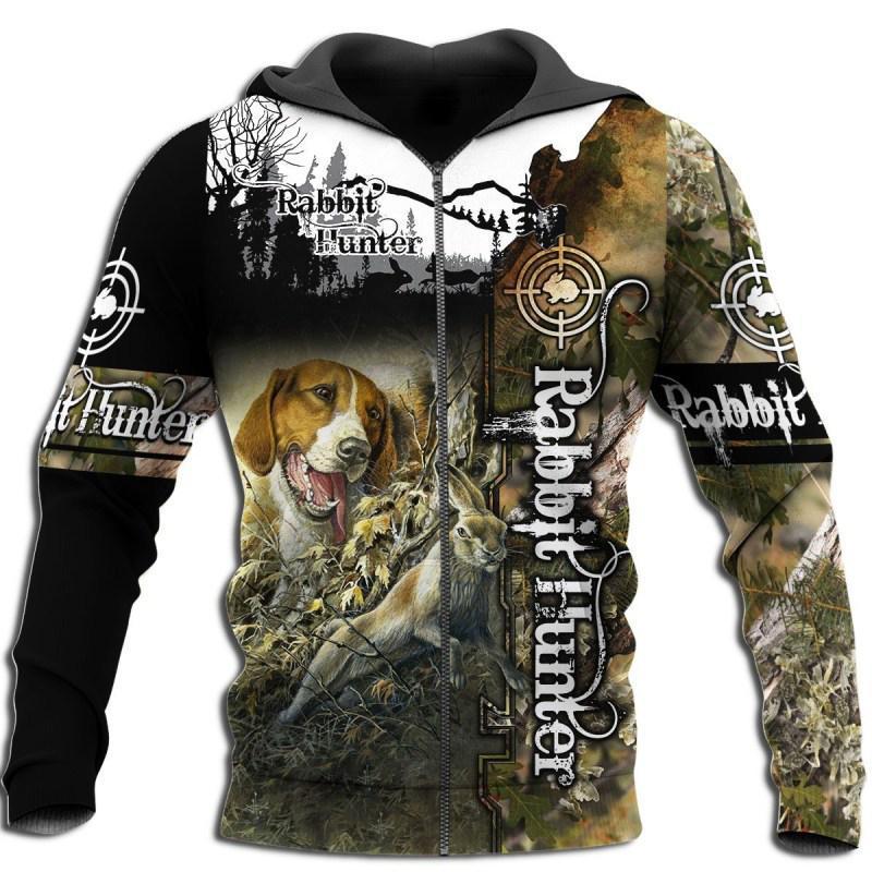 ViticStore™ Rabbit hunter – size 3XL 3D full all over printed zip-up hoodie for hunting lovers