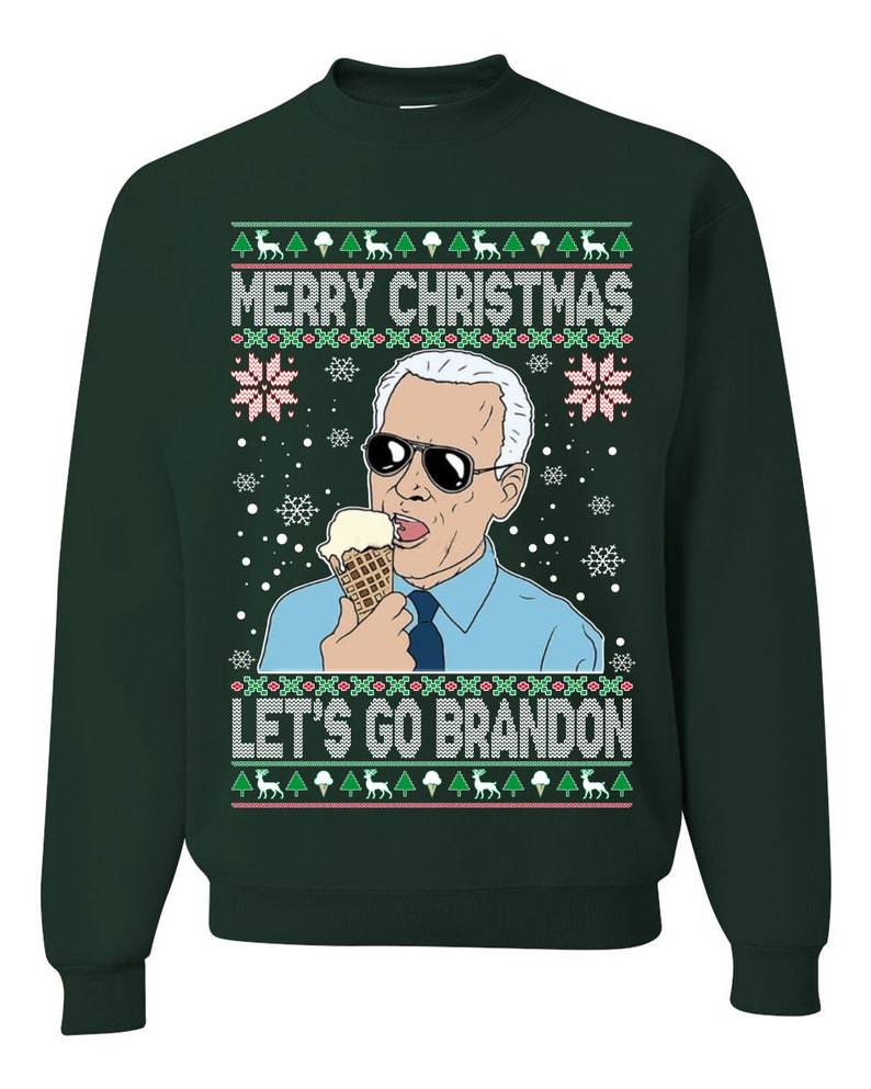 Merry Christmas Let’S Go Brandon Ugly Christmas Sweater Unisex Crewneck Graphic Sweatshirt