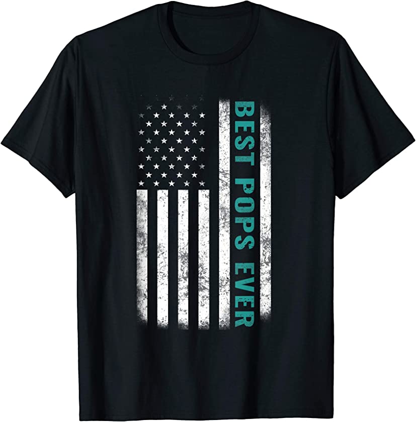 Best Pops Ever Vintage American Flag Tee Father’s Day Gift T-Shirt