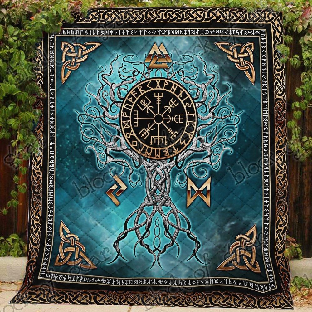 Yggdrasil Tree Of Life With Vegvisir Quilt Blanket Great Customized Gifts For Birthday Christmas Thanksgiving Perfect Gifts For Tree Of Life Lover