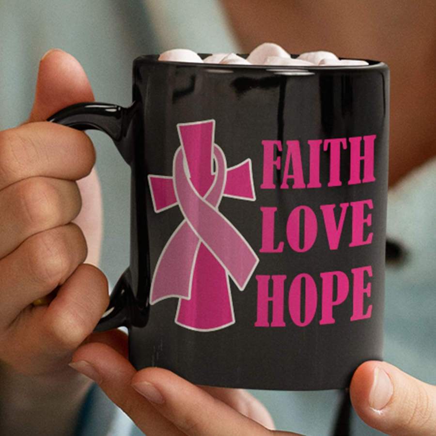 Faith Love Hope Pink Ribbon coffee mug