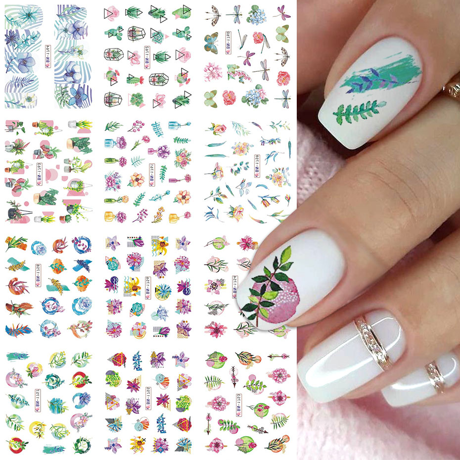 New Leopard Print Stickers For Nails Wild Animal Texture Cute Cows Designs Nail Tattoo Watermark Transfer Sliders NTBN2281-2292 alx