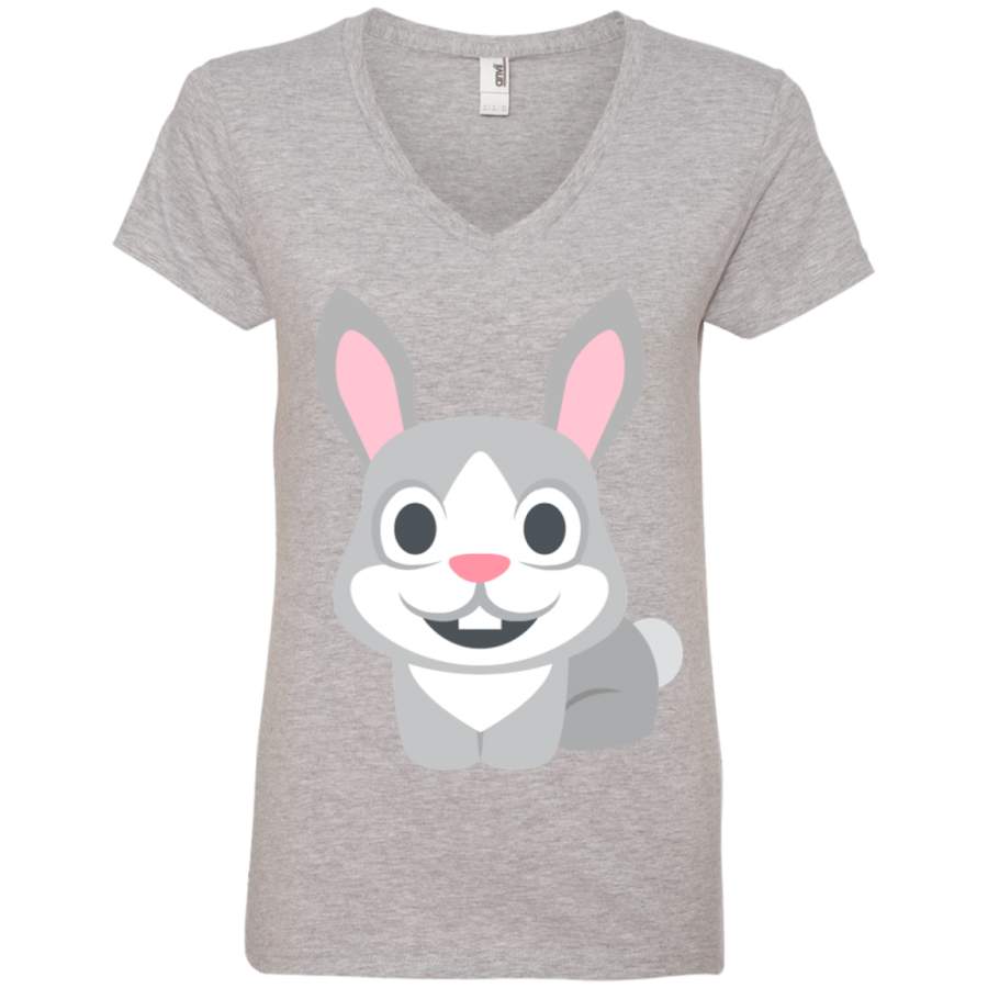 Rabbit Emoji Ladies’ V-Neck T-Shirt