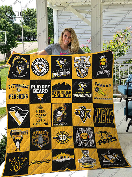 Pittsburgh Penguins Stronger Than Hate Quilt Blanket Great Customized Blanket Gifts For Birthday Christmas Thanksgiving