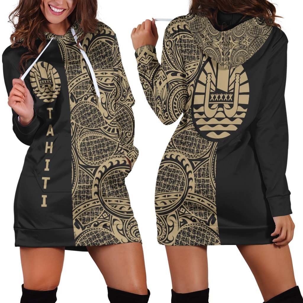 Tahiti Flag Polynesian Tattoo Half Style Hoodie Dress