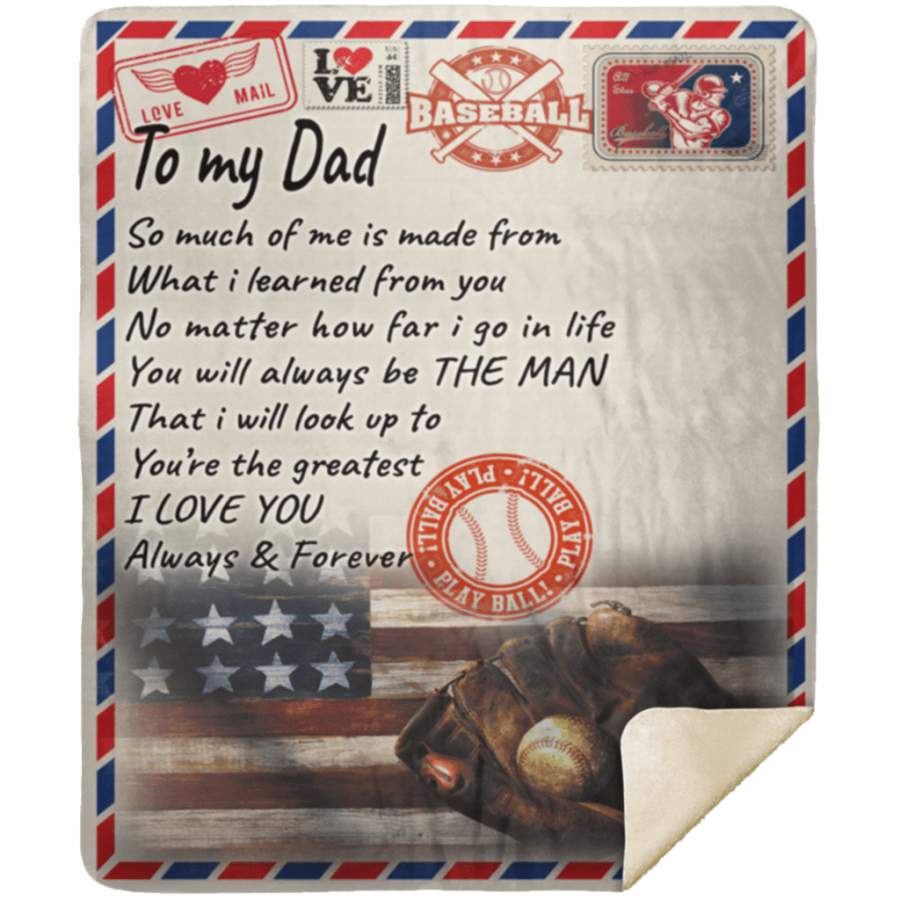 A Letter To My Dad Baseball Customized Blanket With Name