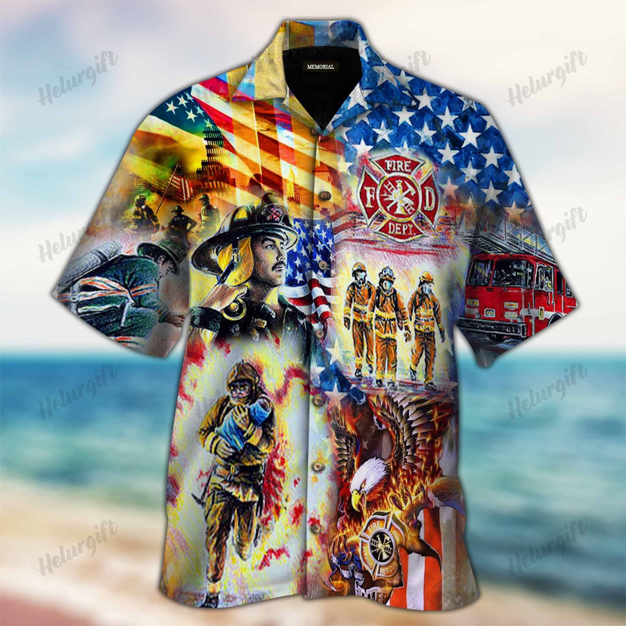 Firefighter September Memorial Hawaiian Aloha Short Sleeve Shirt Ha79635