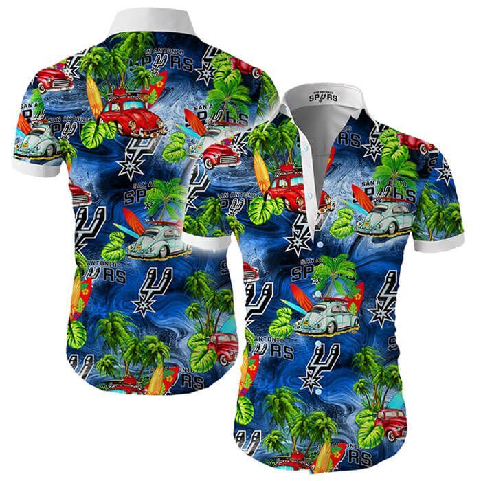 San Antonio Spurs Hawaii Shirt Tropical Flower Short Sleeve Slim Fit Body Ha83600