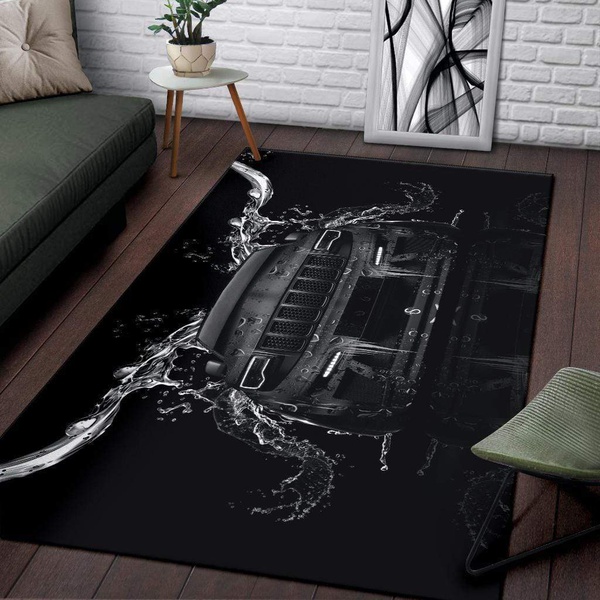 Jeep Black Water Rectangle Rug