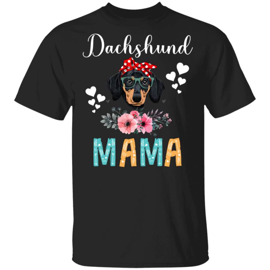 Dachshund Mama Puppy Mom Dog Mama Lover Floral T-Shirt