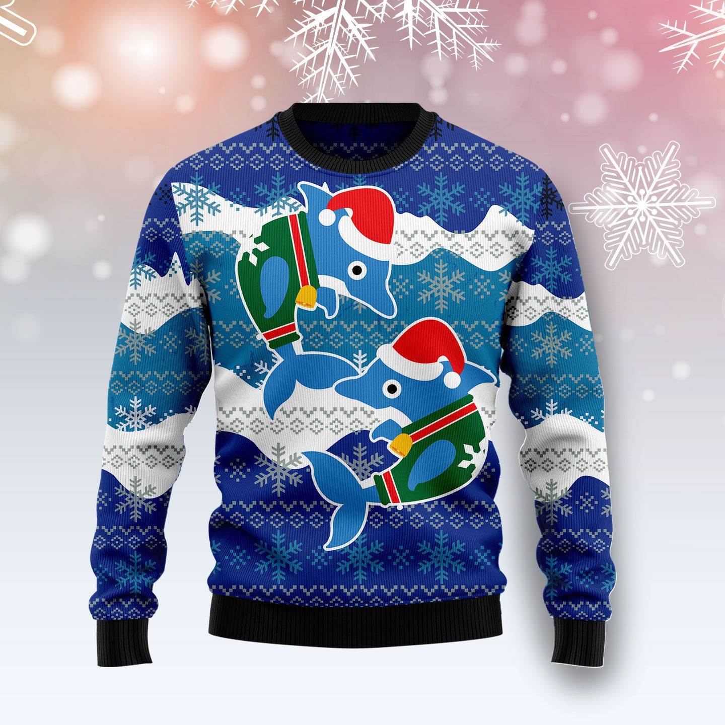 Dolphin Couplet Christmas Wool Sweater