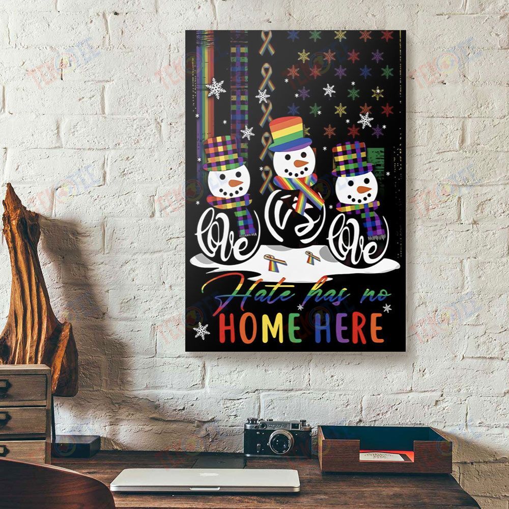 Canvas Prints Hate Has No Home Here Lgbt Snowman Christmas Canvas Wall Art Home Decoration