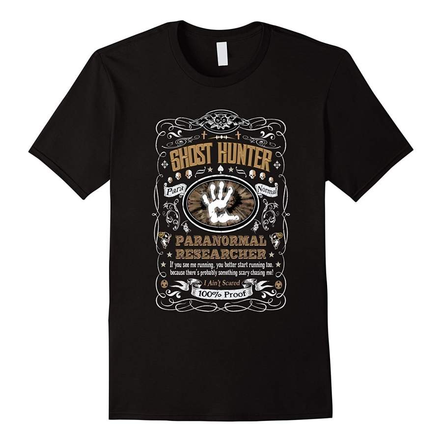 Vintage Whiskey Label Ghost Hunter T-Shirt Men’S Casual T-Shirt