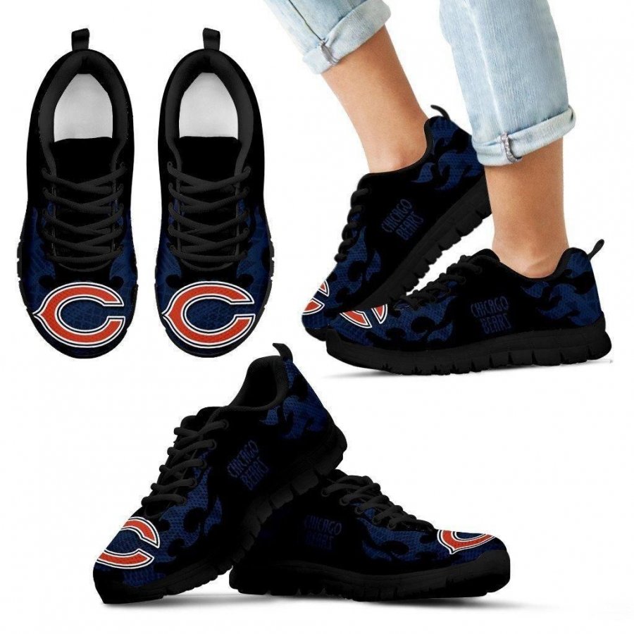 Tribal Flames Pattern Chicago Bears Sneakers #386