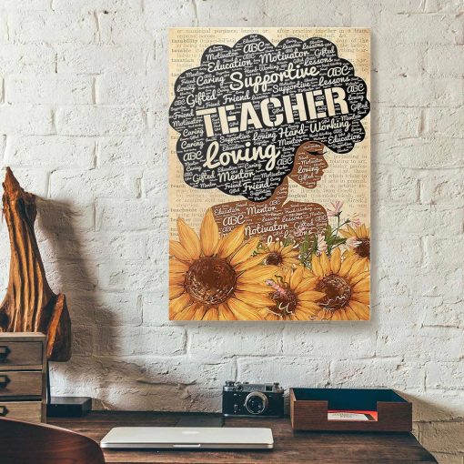 Sunflower Afro Girl Teacher Canvas