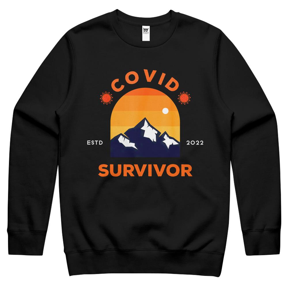 Covid Survivor Gift Sunset Mountain Snow Uplifting Covid Crewneck Sweatshirt