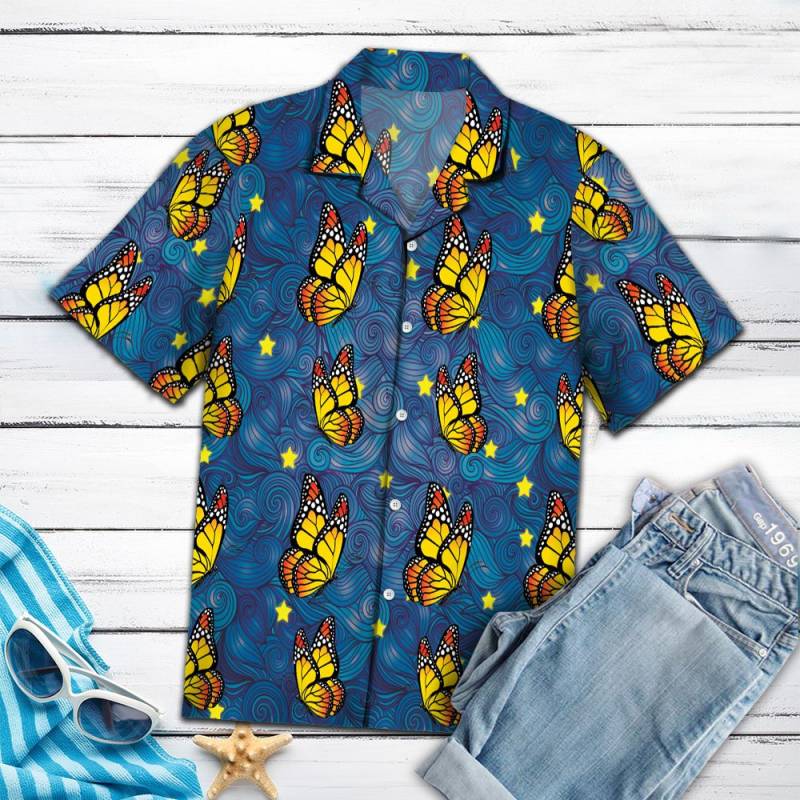 Blue Sky And Butterfly Hawaii Shirt Ha59779