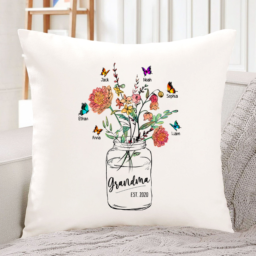 Grandma Est Flower Butterfly Mother’S Day Pillow