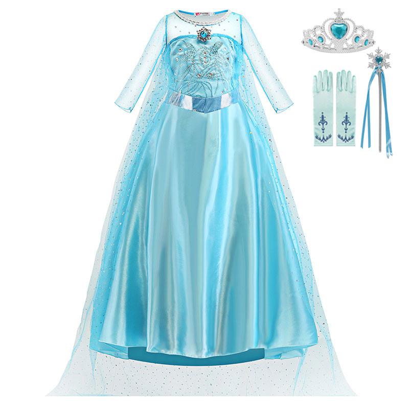 Baby Girl Elsa Princess Dress Kids Cosplay Snow Queen Elza Costume Child Fancy Disguise Halloween Birthday Party Princess Dress alx