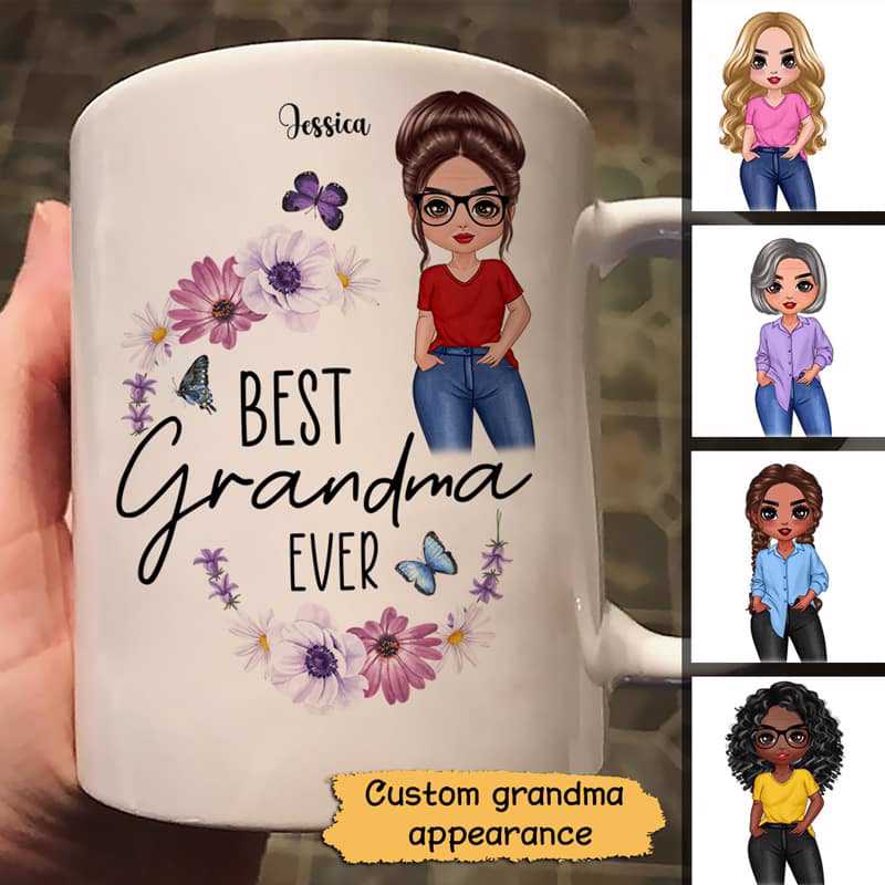 Best Grandma Ever Posing Doll Personalized Mug