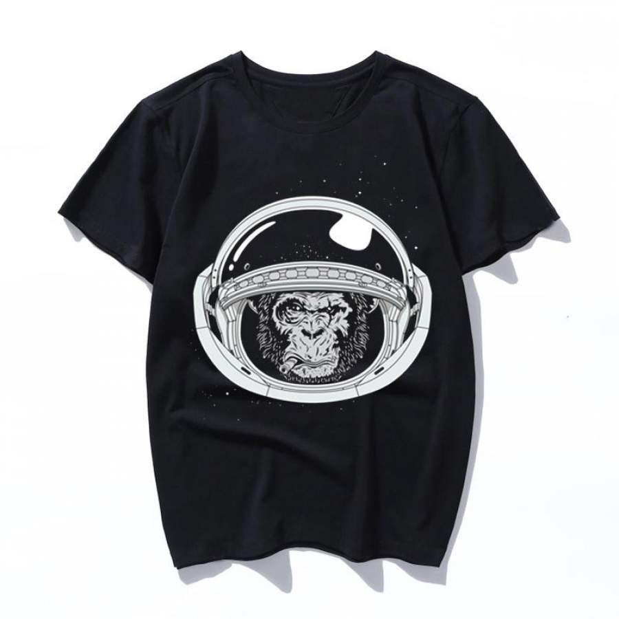 space monkey bw art funny women t shirt 2019 korean kawaii ulzzang men tshirt female Graphic Short Sleeve print t-shirt O-neck fashion