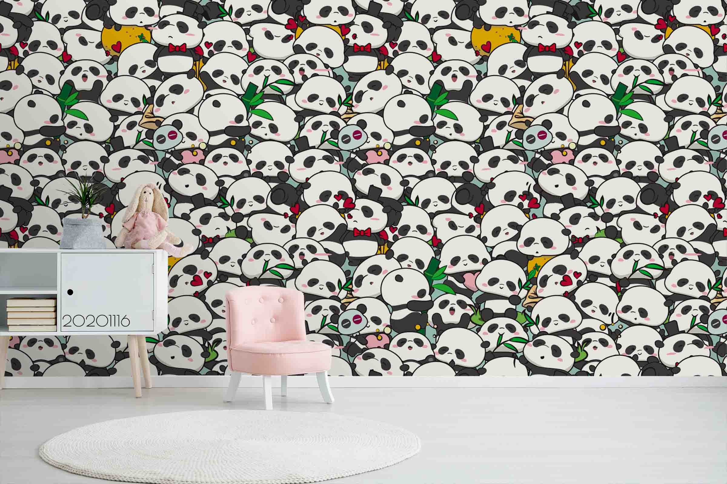 3D Cartoon Panda Animal Pattern Wall Mural Wallpaper Lxl