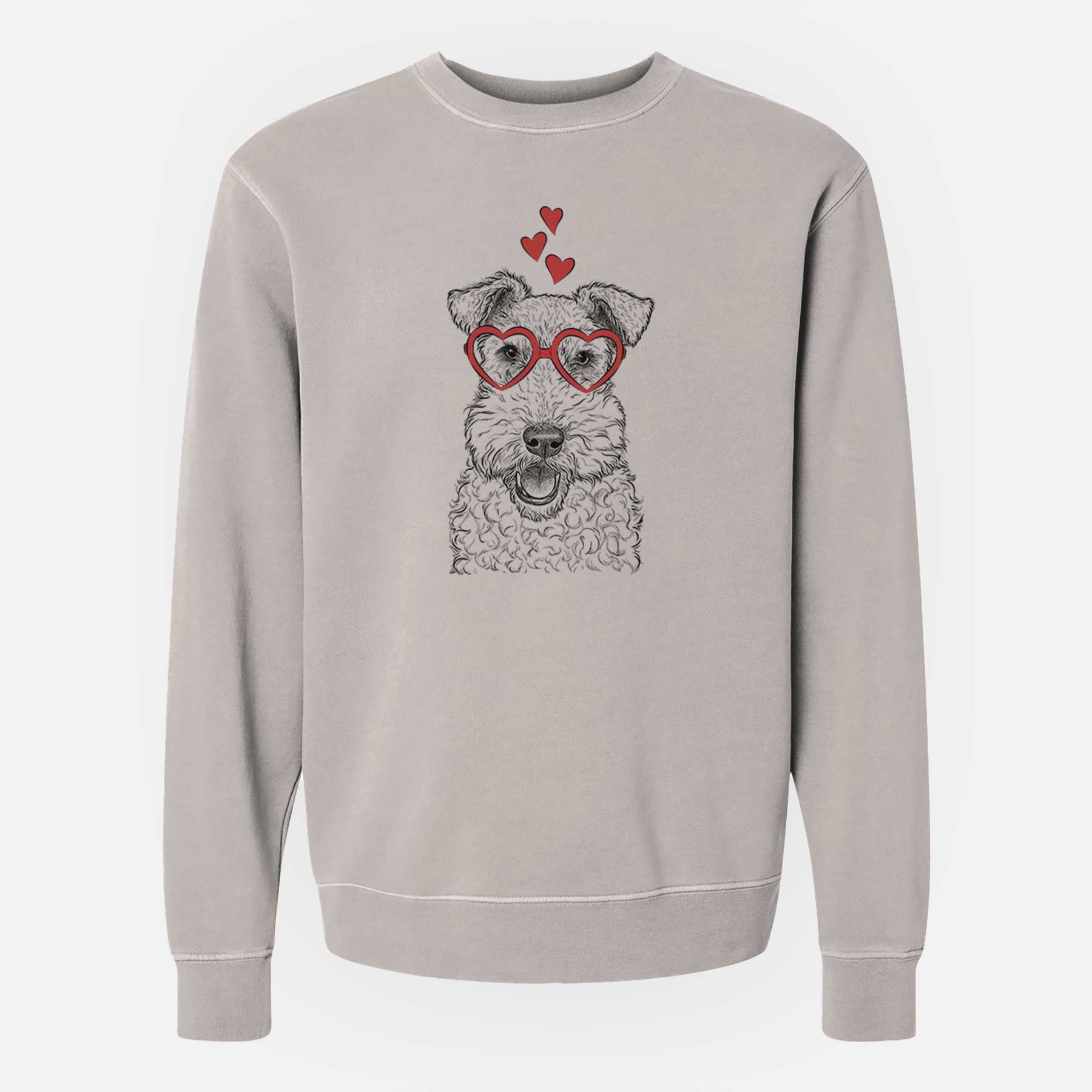 Valentine Ted The Wire Fox Terrier – Unisex Pigment Dyed Crew Sweatshirt