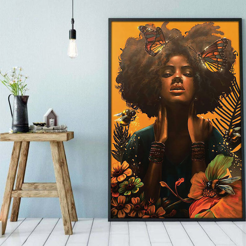 West Africa Custom Canvas Prints Beautiful Afro Art Print Poster Print Praying Queen African Men Glamorous Home Decor Canvas