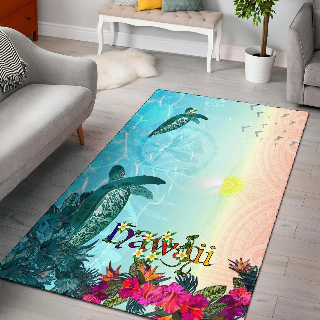 Polynesian Hawaii Rugs- View Sea Hawaii With Turtle And Whale