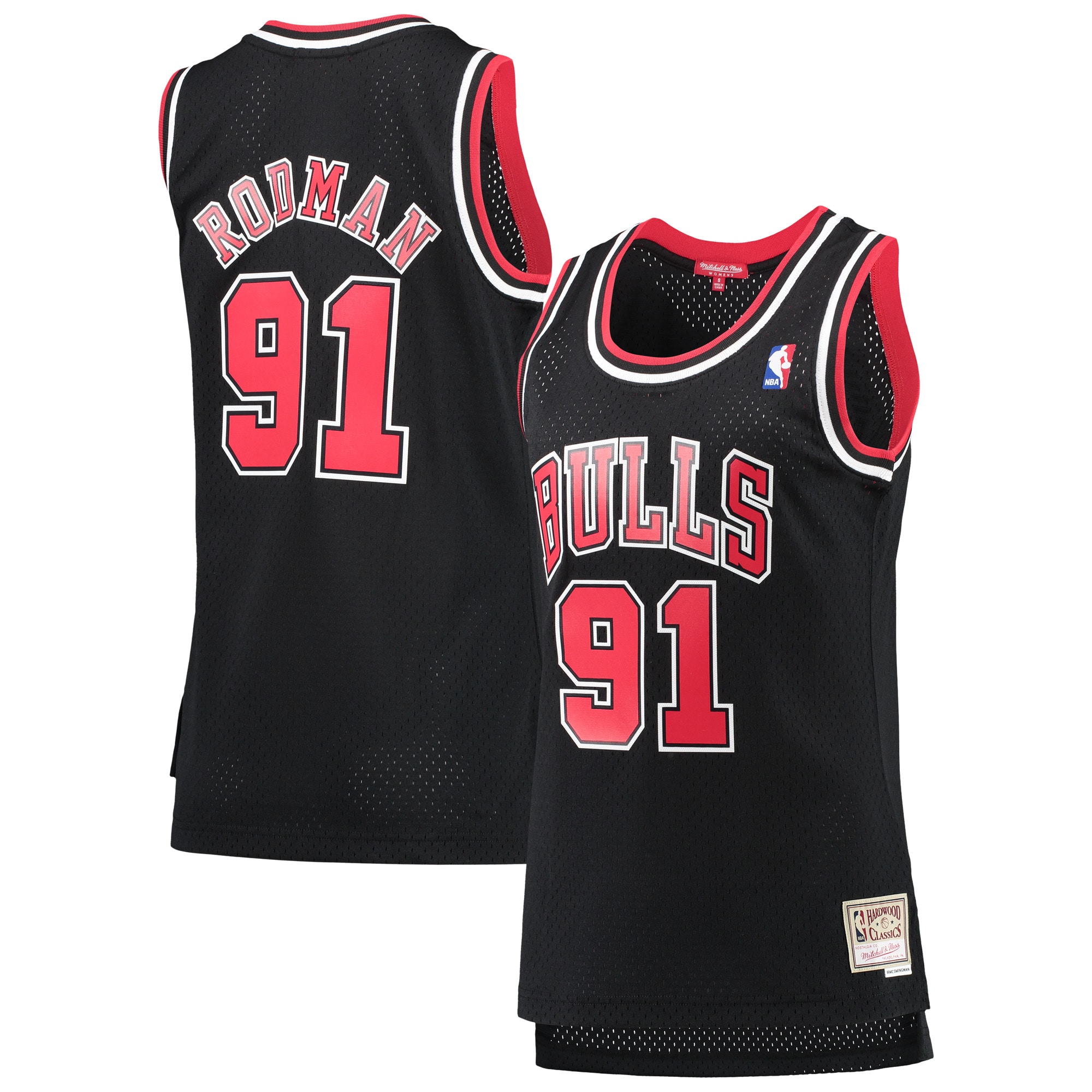 Women's Mitchell & Ness Dennis Rodman Black Chicago Bulls Hardwood Classics Swingman Jersey